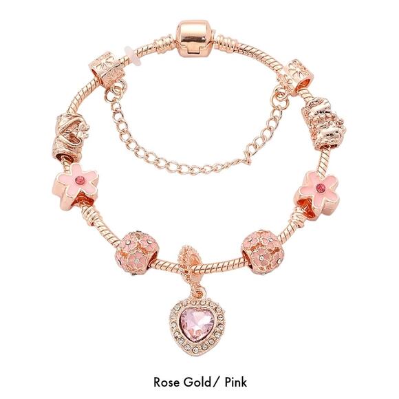 GENUINE MURANO STYLE GLASS & STAINLESS STEEL CHARM BRACELET 8"+ 2" EXTENDER NEW! - Picture 3 of 5